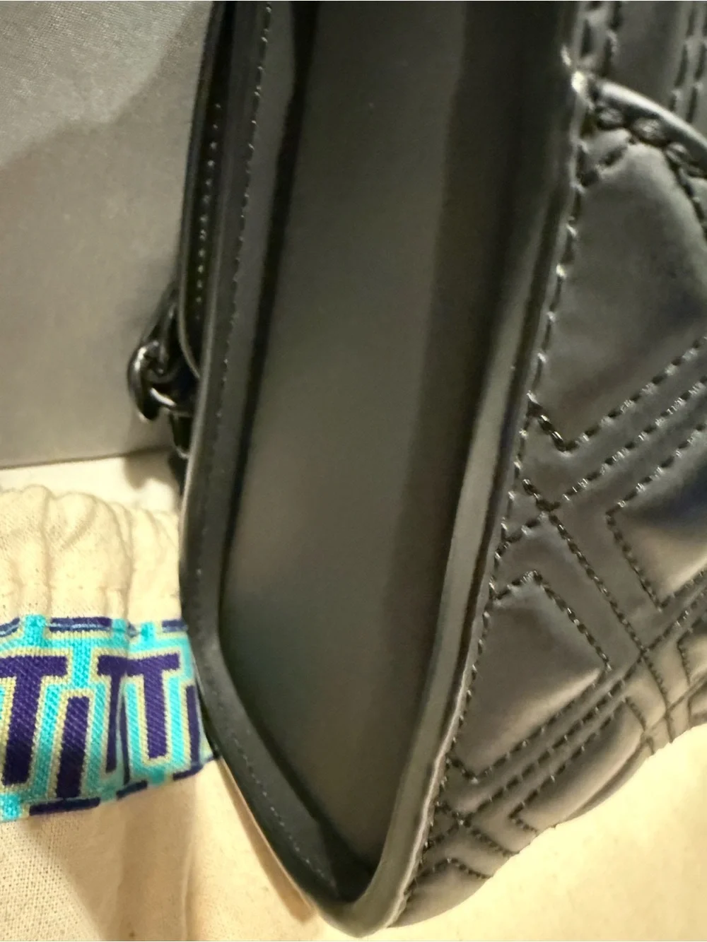 Tory Burch Black Quilted Shoulder Bag with Tassel
